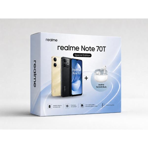realme Note 70T + TL Buds 17,1 cm (6.74") Doppia SIM Android 15 4G USB tipo-C 4 GB 256 GB 6000 mAh Nero [0166250300]