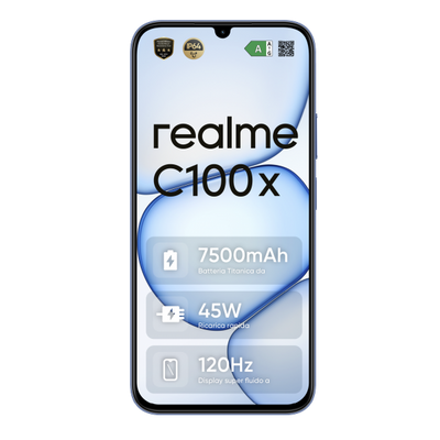 realme C100x 17,3 cm (6.8") Android 16.0 4G USB tipo-C 4 GB 256 GB 7500 mAh Blu [0168820300]