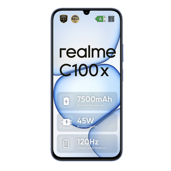 realme C100x 17,3 cm (6.8") Android 16.0 4G USB tipo-C 4 GB 256 GB 7500 mAh Blu [0168820300]