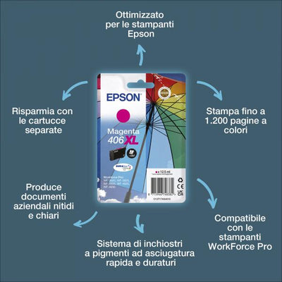 Epson Inchiostri DURABrite Ultra Ombrello confezione singola 406XL magenta [C13T17H34010]