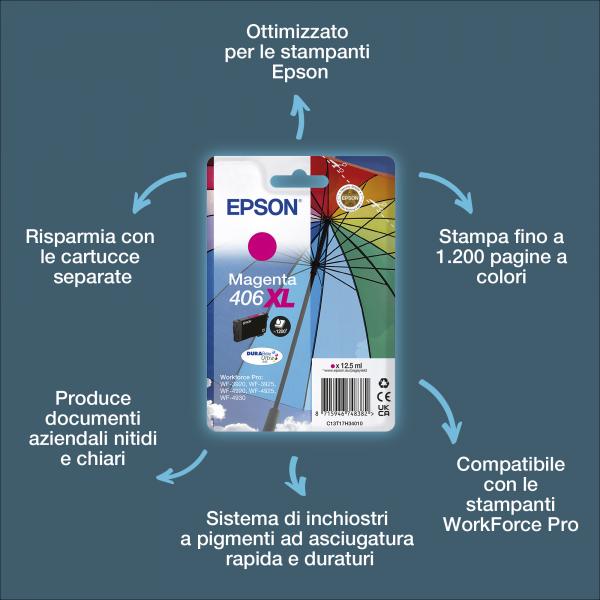 Epson Inchiostri DURABrite Ultra Ombrello confezione singola 406XL magenta [C13T17H34010]