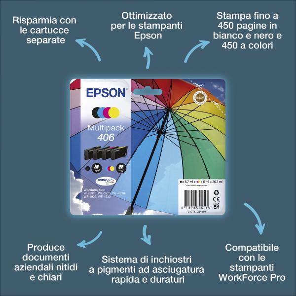 Epson Inchiostro DURABrite Ultra Ombrello 406 multipack 4 colori [C13T17G64010]