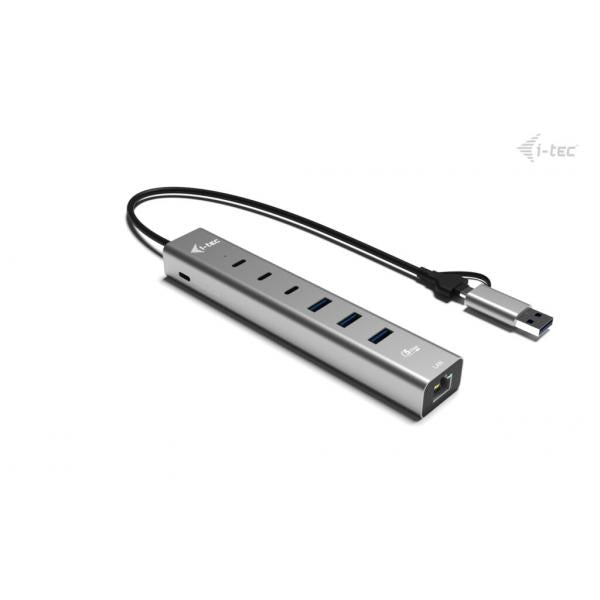 i-tec USB-C/USB-A Metal HUB 6 port (3x USB-C, 3x USB-A), LAN, Power Delivery 85W [CAHUBMETAL6LANPD]