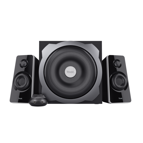 TRUST SET ALTOPARLANTI SPEAKERS 2.1 120W PICCO (60W RMS) - CON TELECOMANDO CON INGRESSO AUX + PRESA [19019]