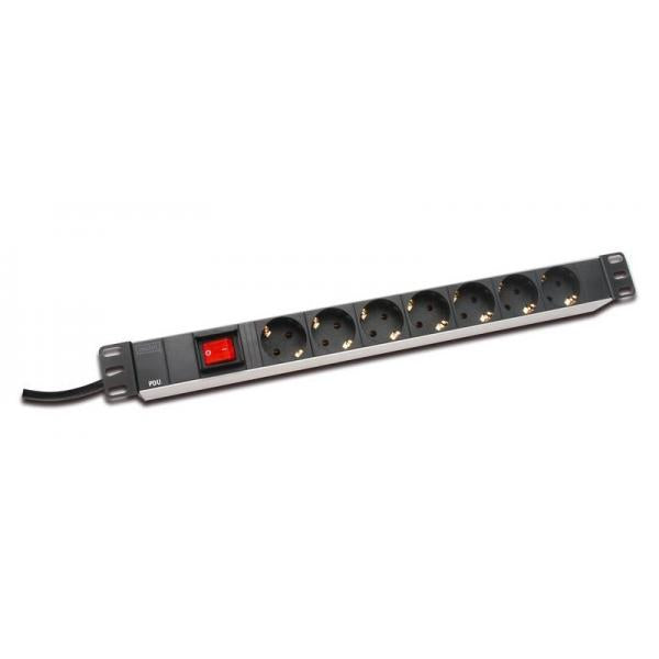 Digitus 1U Aluminum PDU - rackmountable - 7x safety outlet 16A - 4000W - 250VAC 50/60Hz - switch [DN-95402]