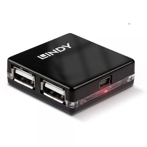 LINDY MINI HUB USB 2.0 4 PORTE [42742]