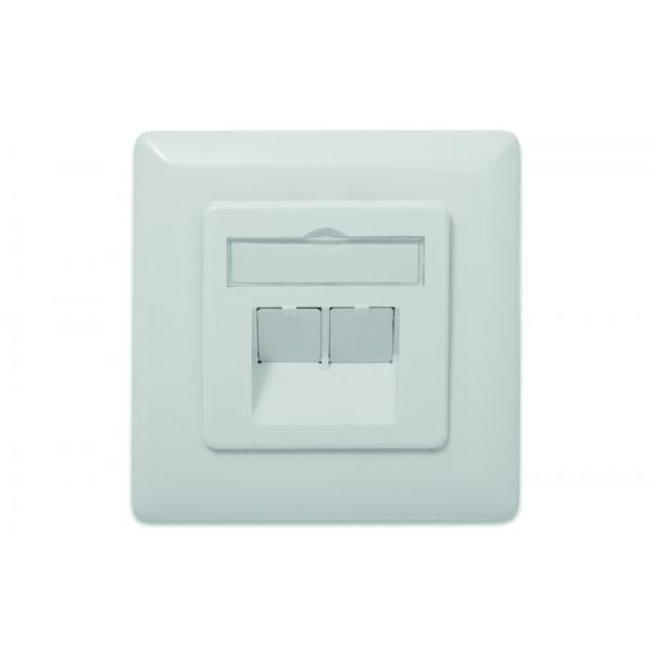 Digitus Wall Outlet - CAT 6A - 2x RJ45 - Shielded LSA - White [DN-9007-S-1]