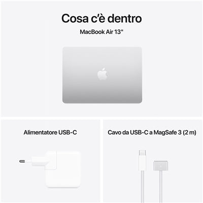 Apple MacBook Air 13'' M4 chip 10-core CPU 8-core GPU, 16GB, 256GB SSD - Argento [MW0W3T/A]