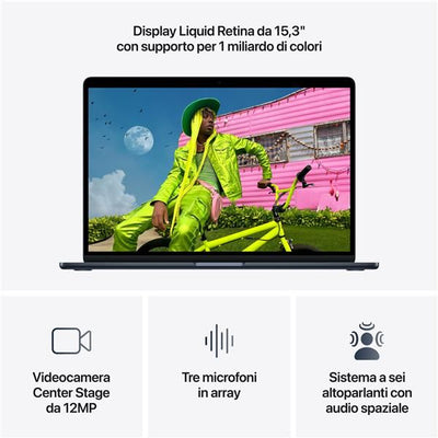 MacBook Air 15": Chip Apple M5 con CPU 10-core e GPU 10core, 16GB, 512GB SSD - Mezzanotte [MDVH4T/A]