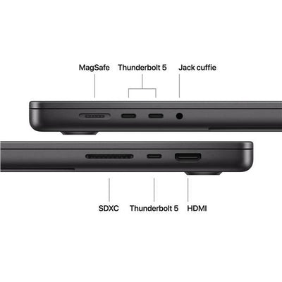MacBook Pro 16": Chip Apple M5 Max con CPU 18-core e GPU 40-core, 48GB, 2TB SSD - Nero siderale [MGEE4T/A]