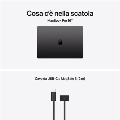 MacBook Pro 16": Chip Apple M5 Max con CPU 18-core e GPU 40-core, 48GB, 2TB SSD - Nero siderale [MGEE4T/A]
