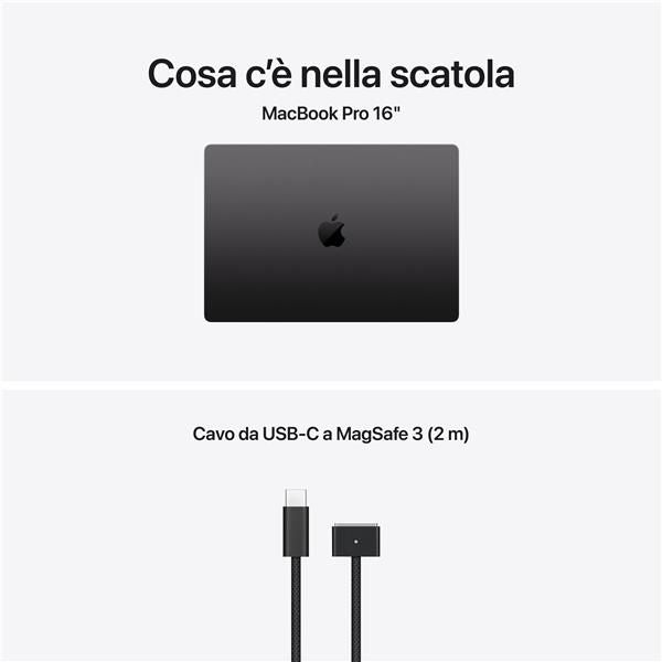 MacBook Pro 16": Chip Apple M5 Max con CPU 18-core e GPU 40-core, 48GB, 2TB SSD - Nero siderale [MGEE4T/A]