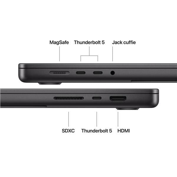 MacBook Pro 16": Chip Apple M5 Max con CPU 18-core e GPU 40-core, 48GB, 2TB SSD - Nero siderale [MGEE4T/A]