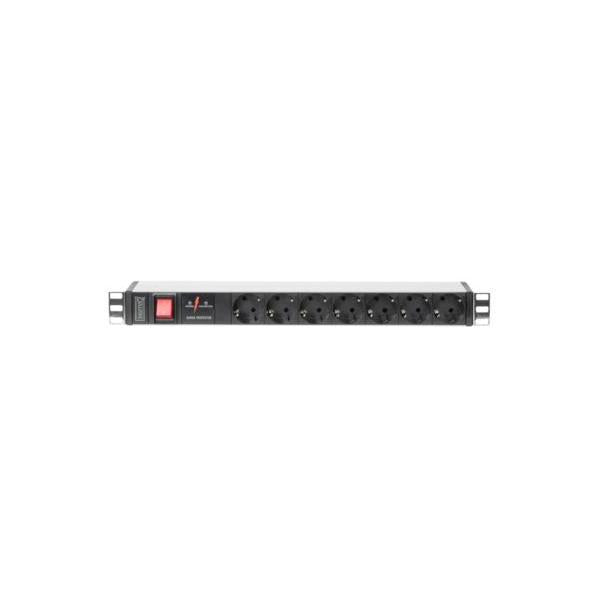 Digitus 1U Aluminum PDU - rackmountable - 7x safety outlet 16A Plug - 250VAC 50/60Hz - switch - surge Protection [DN-95407]