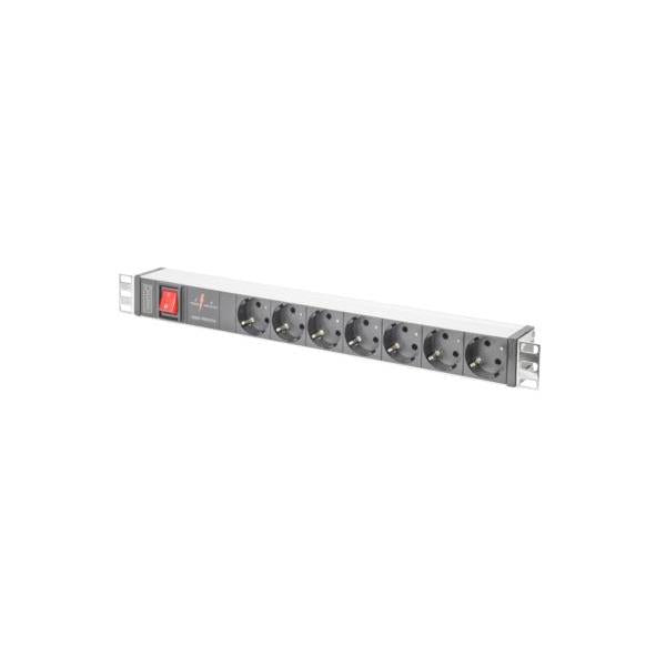 Digitus 1U Aluminum PDU - rackmountable - 7x safety outlet 16A Plug - 250VAC 50/60Hz - switch - surge Protection [DN-95407]