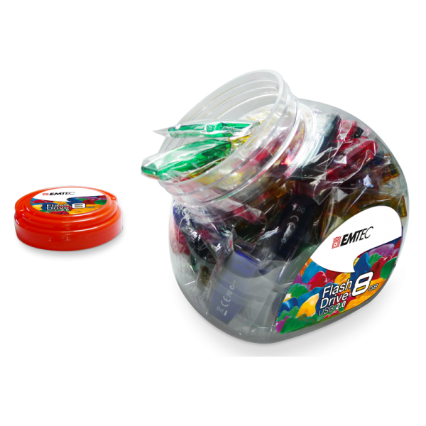 Emtec C410 Color Mix - Candy Jar 2.0 unità flash USB 8 GB USB tipo A Blu, Verde, Viola, Rosso, Giallo [ECMMD8GC410JAR80]
