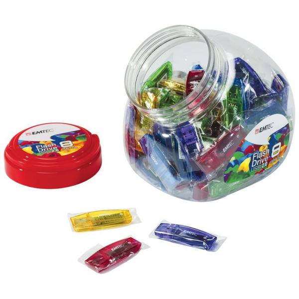 Emtec C410 Color Mix - Candy Jar 2.0 unità flash USB 8 GB USB tipo A Blu, Verde, Viola, Rosso, Giallo [ECMMD8GC410JAR80]