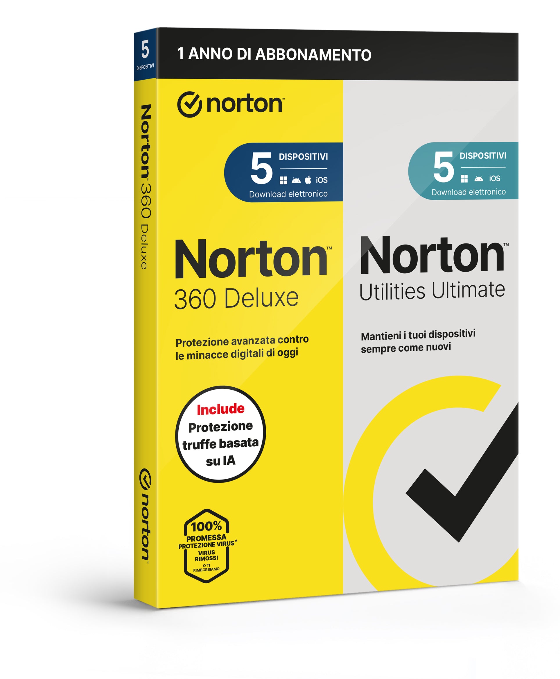NORTON 360 DELUXE 2026 -ANTITRUFFA- 5 DISPOSITIVI 12 MESI 50GB + UTILITIES ULTIMATE - IT BOX [21483673]