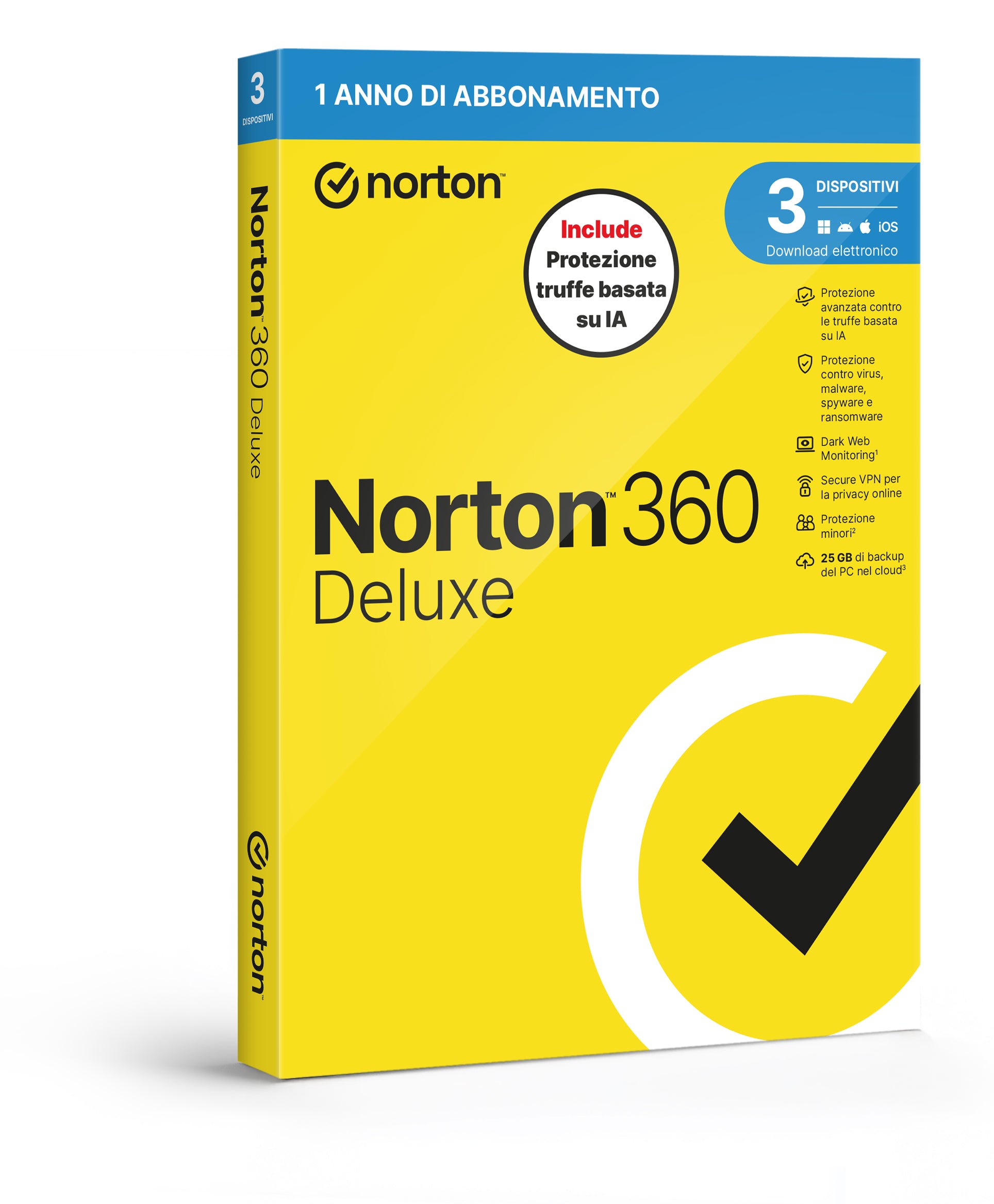 NORTON 360 DELUXE 2026 -ANTITRUFFA- 3 DISPOSITIVI 12 MESI 25GB - IT BOX [21483698]