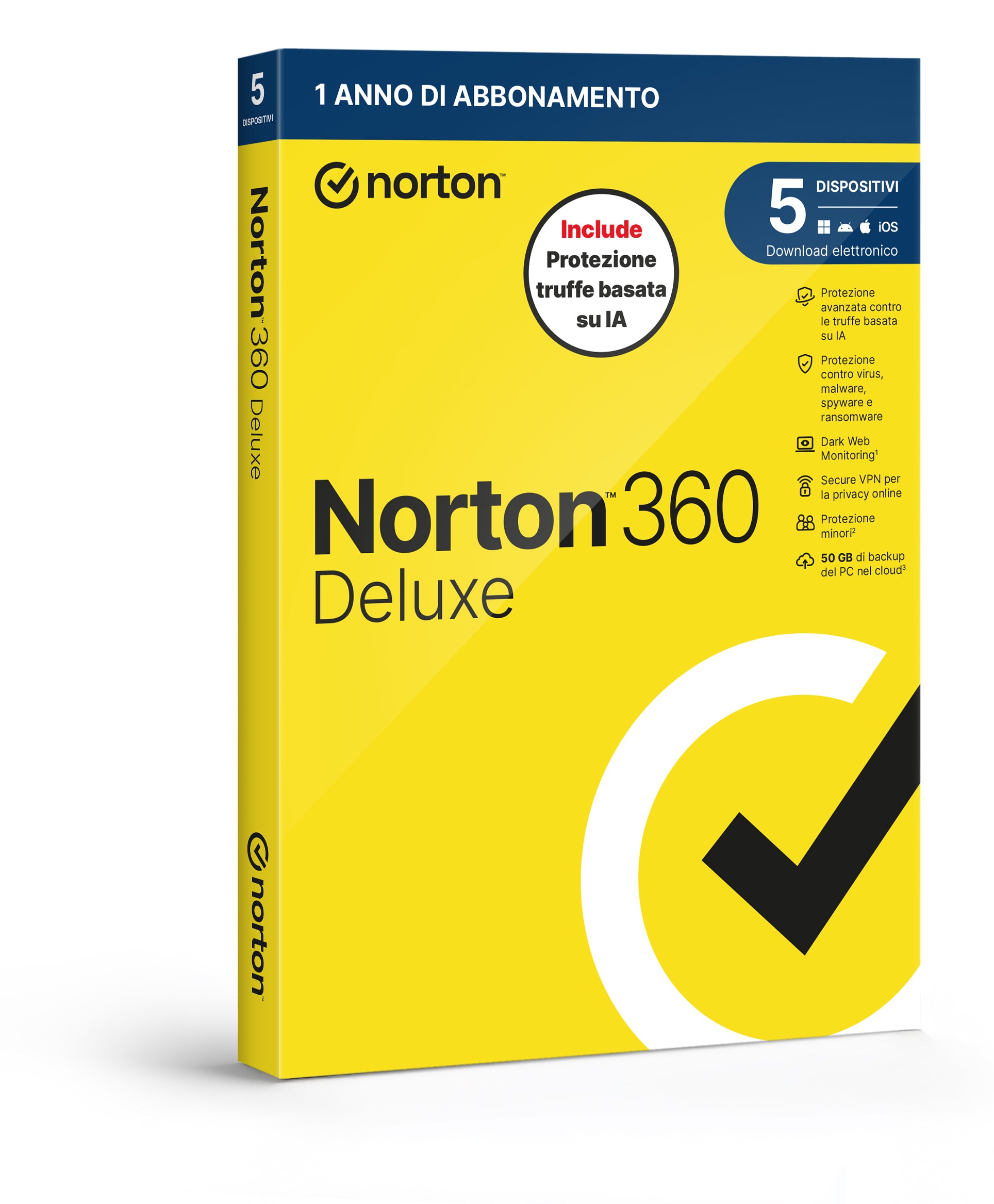 NORTON 360 DELUXE 2026 -ANTITRUFFA- 5 DISPOSITIVI 12 MESI 50GB - IT BOX [21483704]