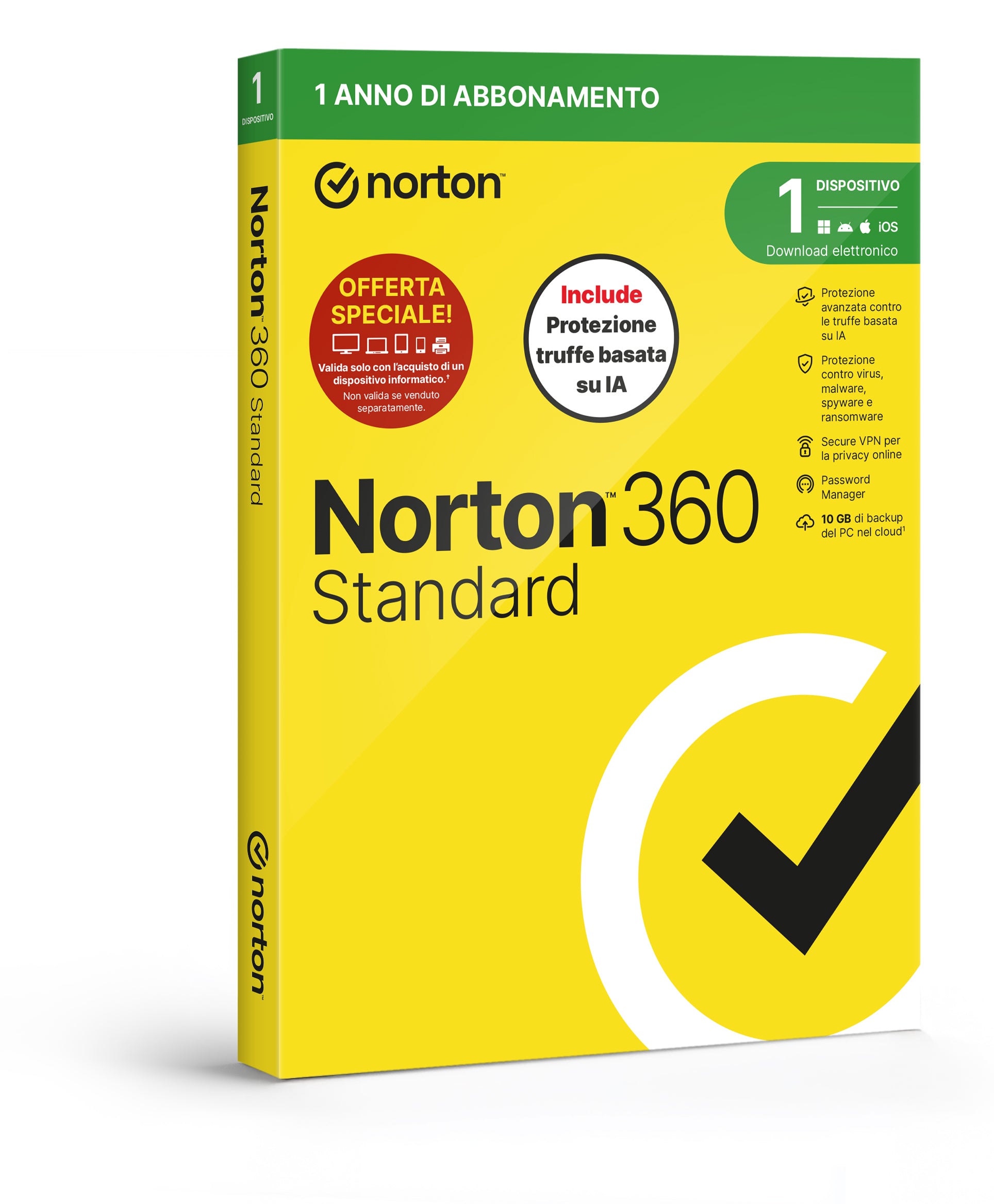 NORTON 360 STANDARD 2026 - ANTITRUFFA- ATTACH 1 DISPOSITIVO 12 MESI 10GB - IT BOX [21483708]