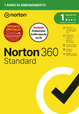 NORTON 360 STANDARD ANTITRUFFA ATTACH 1DEV 1Y 10GB [21483708]