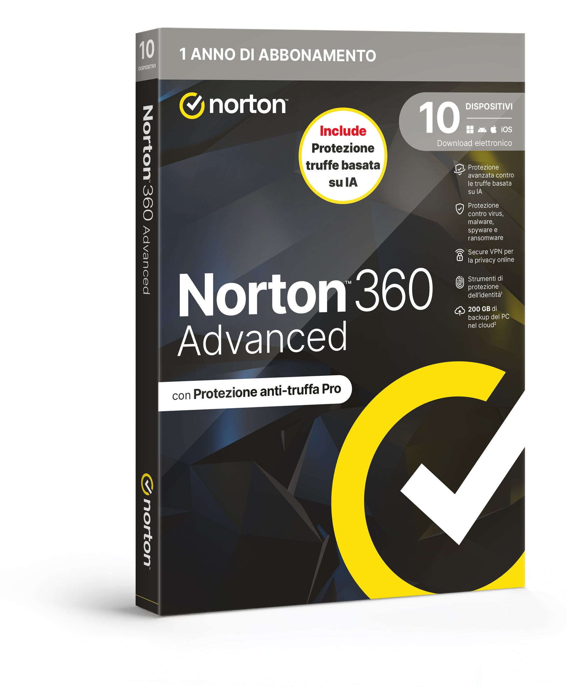 NORTON 360 ADVANCED 2026 - ANTITRUFFA- 10 DISPOSITIVI 12 MESI 200GB - IT BOX [21483713]