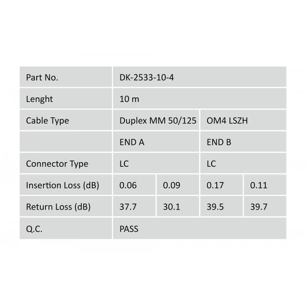 Digitus FO patch cord - duplex - LC to LC MM OM4 50/125  - 10 m [DK-2533-10-4]