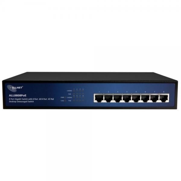 Allnet ALL8808POE, Switch, 8x10/100/1000Mbps, fullPoE on 8 ports (802.3af), or 4 ports to 30W [ALL8808POE]