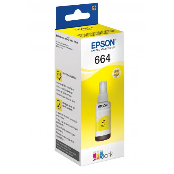 EPSON FLACONE INK GIALLO 70ML PER SERIE L ECO TANK, T6641 [C13T664440]