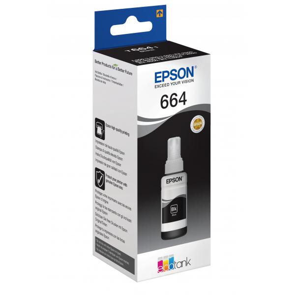 EPSON FLACONE INK NERO 70ML PER SERIE L ECO TANK, T6641 [C13T664140]