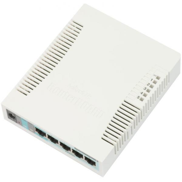 MikroTik, RouterBOARD 260GS 5, port Gigabit smart switch with SFP cage, SwOS, plastic case, PSU [CSS106-5G-1S]