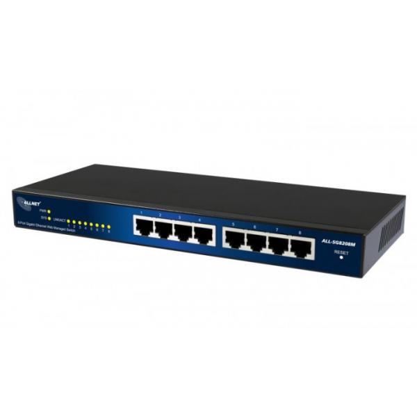 Allnet ALL SG8208M, switch 8 ports 10/100/1000Mbps, smart managed, fanless (external power supply) [ALL-SG8208M]