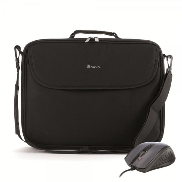NGS BORSA ORGANIZER NOTEBOOK FINO 16" + MOUSE OTTICO NERO [BUREAUKIT]