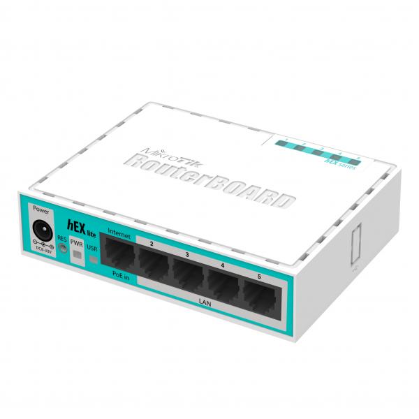 MikroTik, hEX lite, hEX lite (RouterOS L4) with power supply and case [RB750r2]