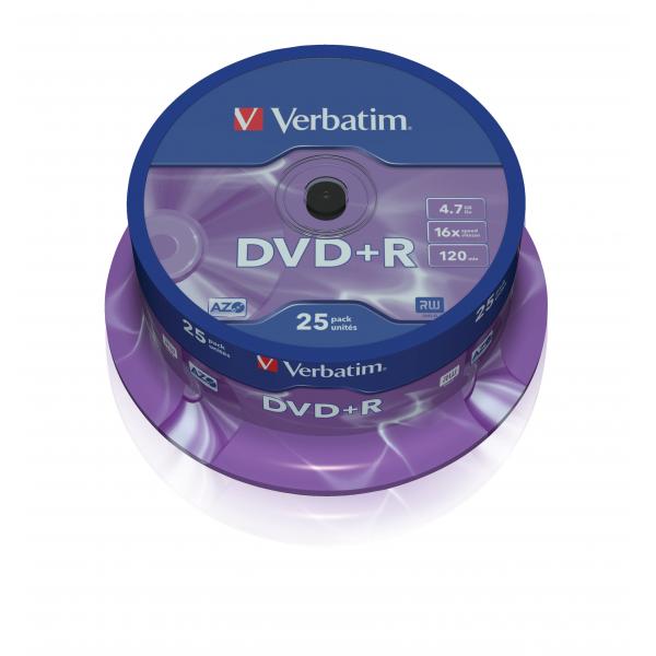 VERBATIM 25 DVD+R 4,7GB AZO 16X CAKE [43500]