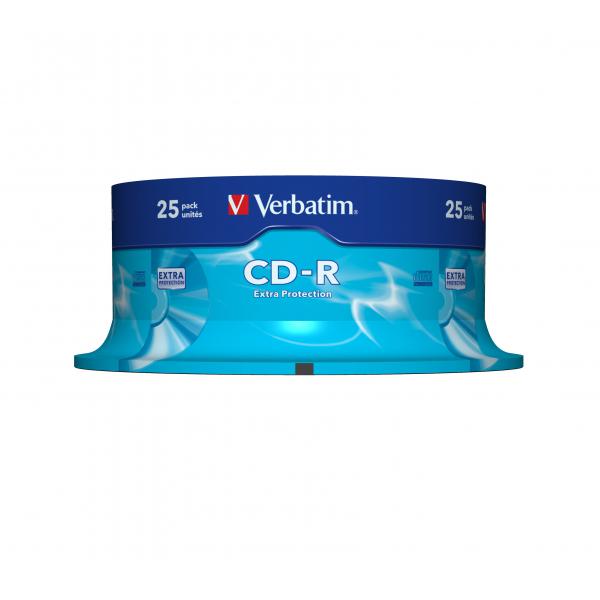 VERBATIM 25 CD-R EXTRA PROTECTION 700MB 80 MIN 52X AZO CAKE BOX [43432]