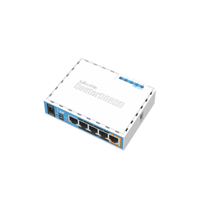 MikroTik, hAP, hAP with 650MHz CPU, 64MB RAM 5XLAN 2.4Ghz 802.11b/g/n 2x2 two chain RouterOS L4 [RB951Ui-2nD]