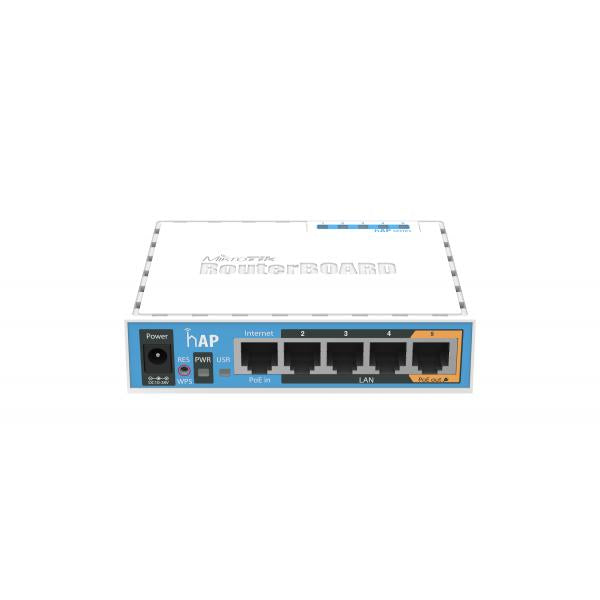 MikroTik, hAP, hAP with 650MHz CPU, 64MB RAM 5XLAN 2.4Ghz 802.11b/g/n 2x2 two chain RouterOS L4 [RB951Ui-2nD]