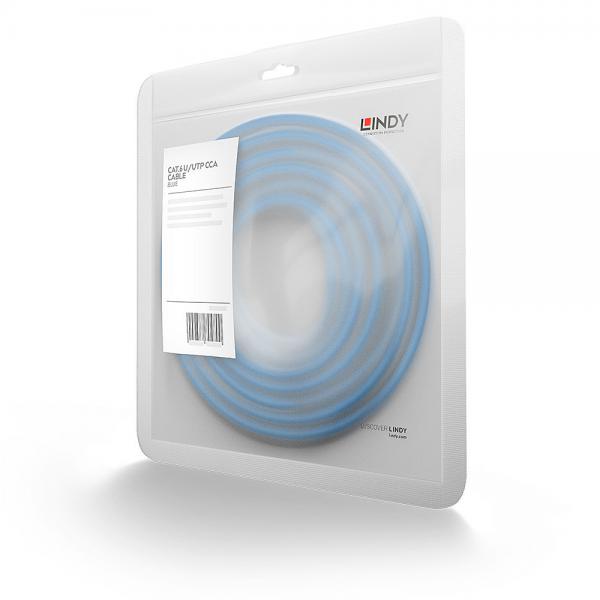 LINDY CAVO DI RETE CAT. 6U/UTP BASIC CONNETTORE RJ45 NON SCHERMATO GUAINA IN PVC 0.3 MT BLU [48170]