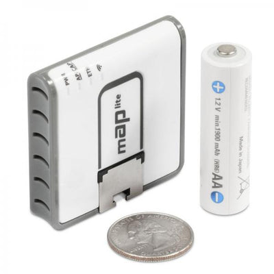 MikroTik, mAP lite, mAP lite with QCA9533 650Mhz CPU, 64MB RAM, 1xLAN, built, in Dual Chain 2.4Ghz 802.11bgn wireless with integrated antennas, RouterOS L4, plastic case, PSU [RBmAPL-2nD]
