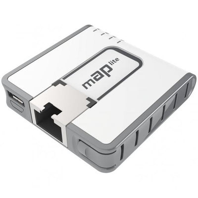 MikroTik, mAP lite, mAP lite with QCA9533 650Mhz CPU, 64MB RAM, 1xLAN, built, in Dual Chain 2.4Ghz 802.11bgn wireless with integrated antennas, RouterOS L4, plastic case, PSU [RBmAPL-2nD]