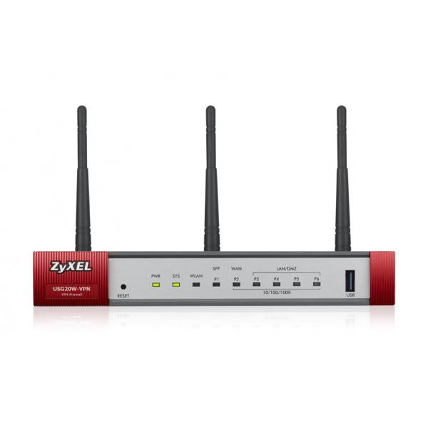 ZYXEL FIREWALL VPN SECURITY GATEWAY 20W, 1xWAN, 4xLAN, 1xSFP, 1xUSB, VPN: 10 IPSec/L2TP, 5 SSLVPN [USG20W-VPN-EU0101F]