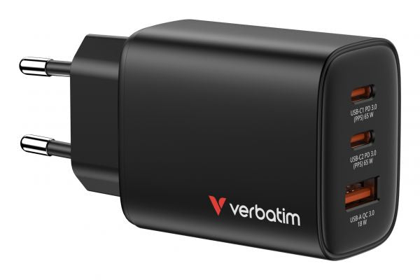 VERBATIM ESSENTIALS GAN CHARGER 65W EU PLUG BLACK [32352]