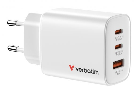 VERBATIM ESSENTIALS GAN CHARGER 65W EU PLUG WHITE [32353]