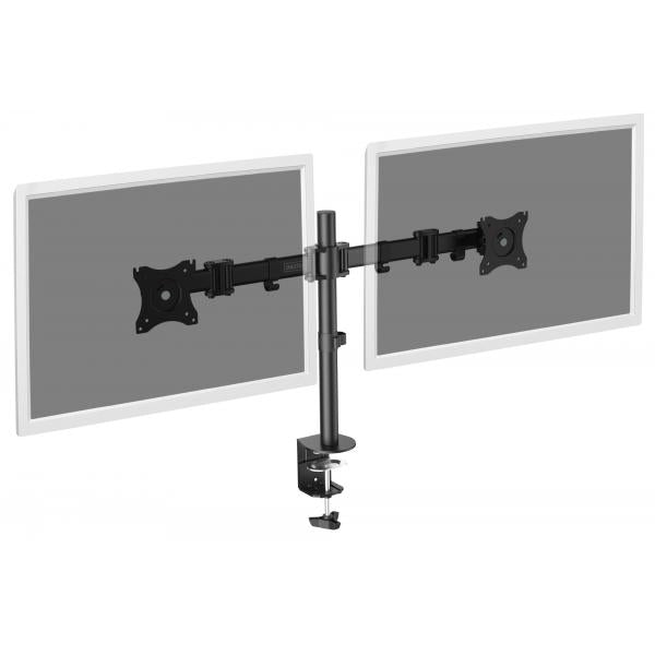 Digitus Dual Monitor Desk Clamp Mount - 15-27inch - Max Weight 2 x 8 kg -VESA Max 100 x 100 - Black [DA-90349]
