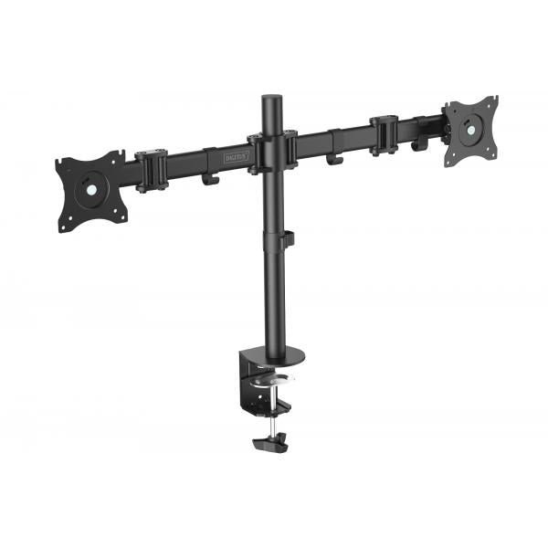 Digitus Dual Monitor Desk Clamp Mount - 15-27inch - Max Weight 2 x 8 kg -VESA Max 100 x 100 - Black [DA-90349]