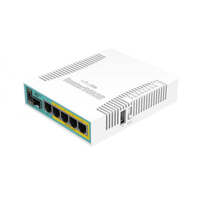 MikroTik, hEX PoE, RouterBOARD hEX PoE with 800MHz CPU, 128MB RAM, 5x Gigabit LAN (four with PoE out), USB, RouterOS L4, plastic case and PSU [RB960PGS]