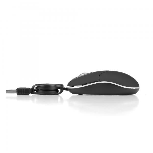 NGS MOUSE USB 3 TASTI 1000DPI CAVO RETRATTILE COLORE NERO [SIN BLACK]