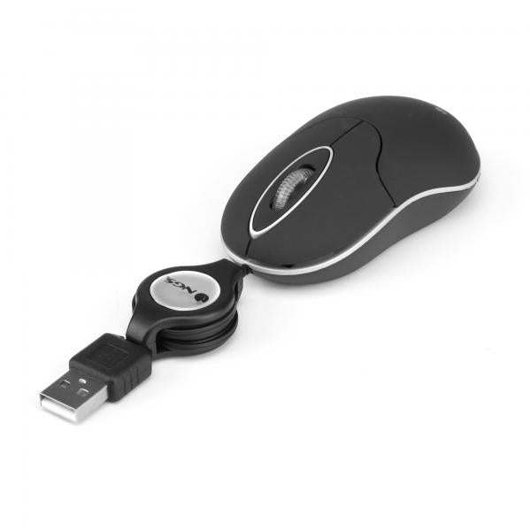 NGS MOUSE USB 3 TASTI 1000DPI CAVO RETRATTILE COLORE NERO [SIN BLACK]